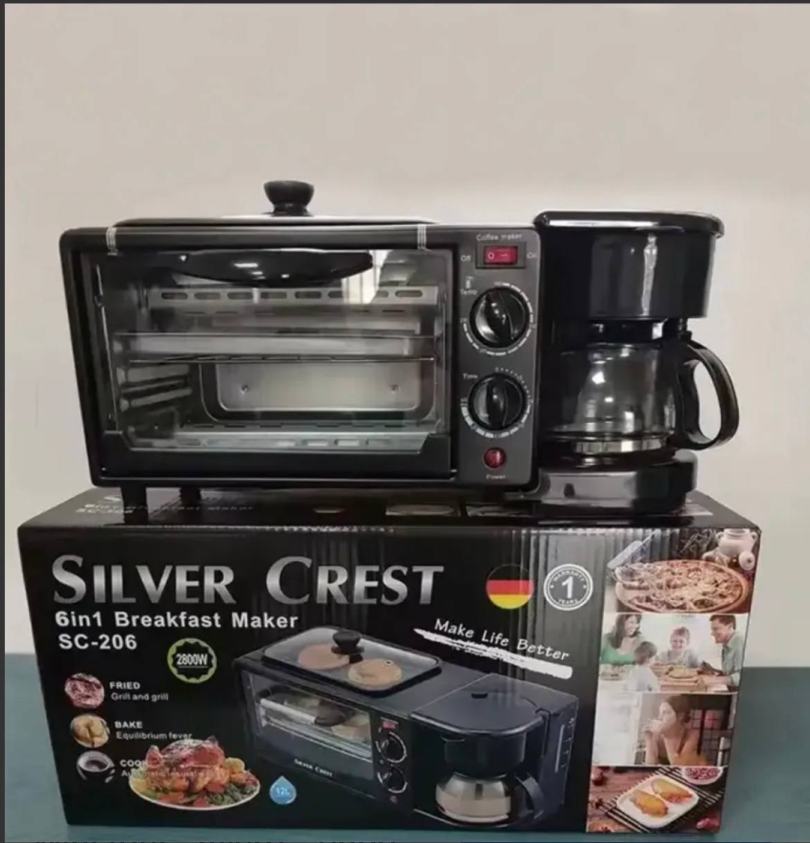 Appareil Petit Déjeuner 3 en 1 – Four + Café + Grill | Livraison gratuite! ☕🍞🔥